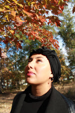 Load image into Gallery viewer, Pre-Tied Head Wrap Bamboo Lining| Resilience in Black Color
